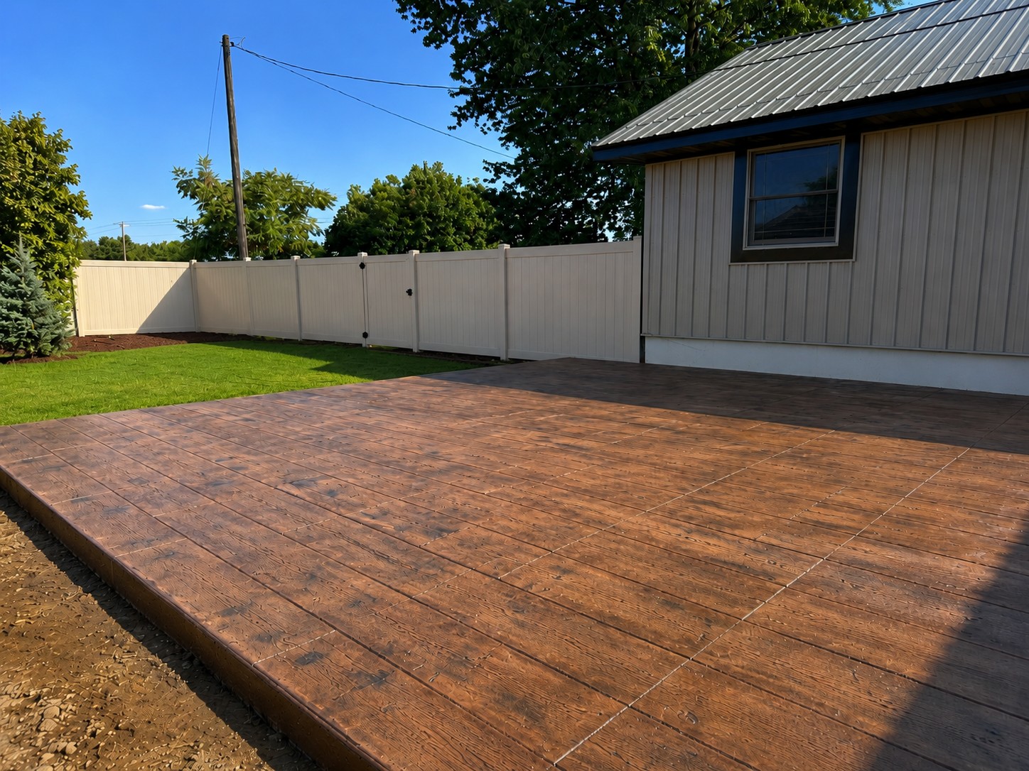 Stamped concrete patio completed in Sturgis, Michigan by Marc Todd Concrete